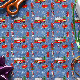Papel De Seda Firefighter Christmas With Santa and Dalmatian   