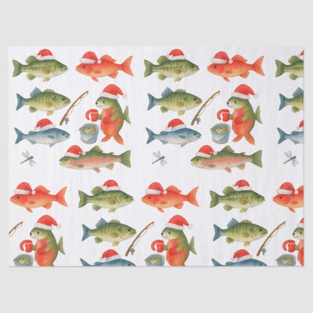 Papel De Seda Fish Santa en vacaciones Navidades (Anverso)
