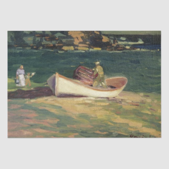 Papel De Seda Fisherman en Cape Elizabeth (Maine, Estados Unidos (Anverso)