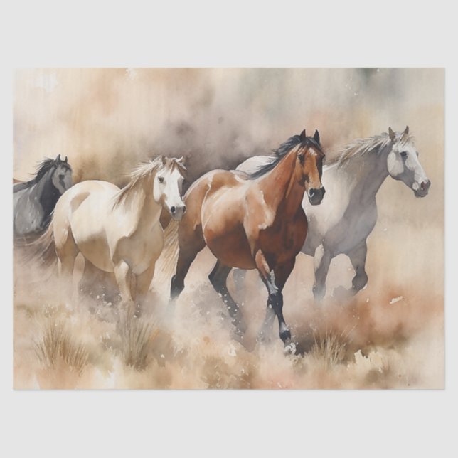 Papel De Seda "Five Galloping Mustangs" (Anverso)