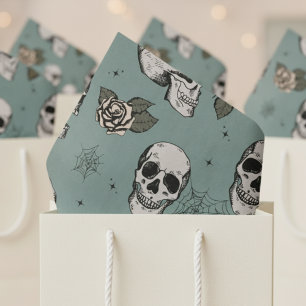 Papel De Seda Flamante verde floral pequeña Halloween