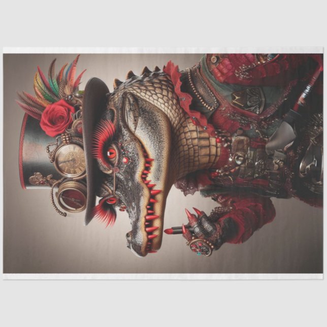 Papel De Seda Flamboyant Steampunk Style Alligator Decoupage (Anverso)