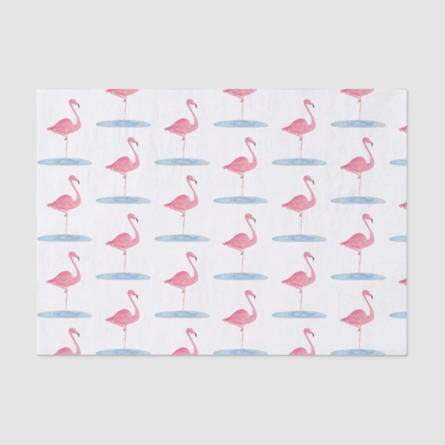 Papel De Seda Flamenco Rosa Acuarela (Anverso)