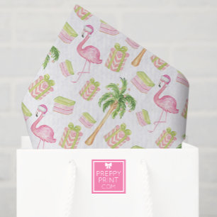 Papel De Seda Flamenco Rosa Acuarela Navidad de Playa