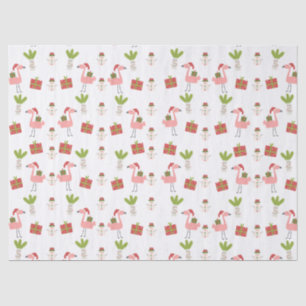 Papel De Seda Flamenco rosa Navidad Muñeco de nieve Rosa Blanco