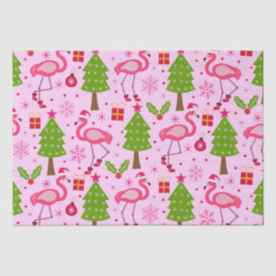 Papel De Seda Flamenco Tropical de Navidad con Pino en Rosa