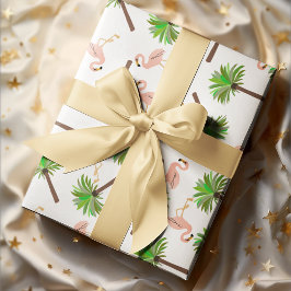 Papel De Seda Flamencos Y Palmeras