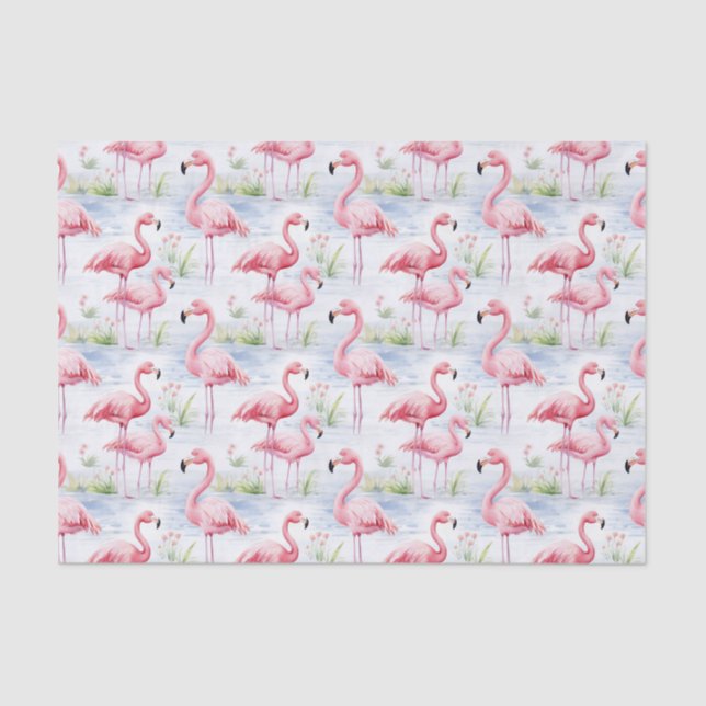Papel De Seda Flamingo acuarela (Anverso)