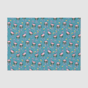 Papel De Seda Flamingo Aves patrón 20's Deco Ferra oro Verde azu