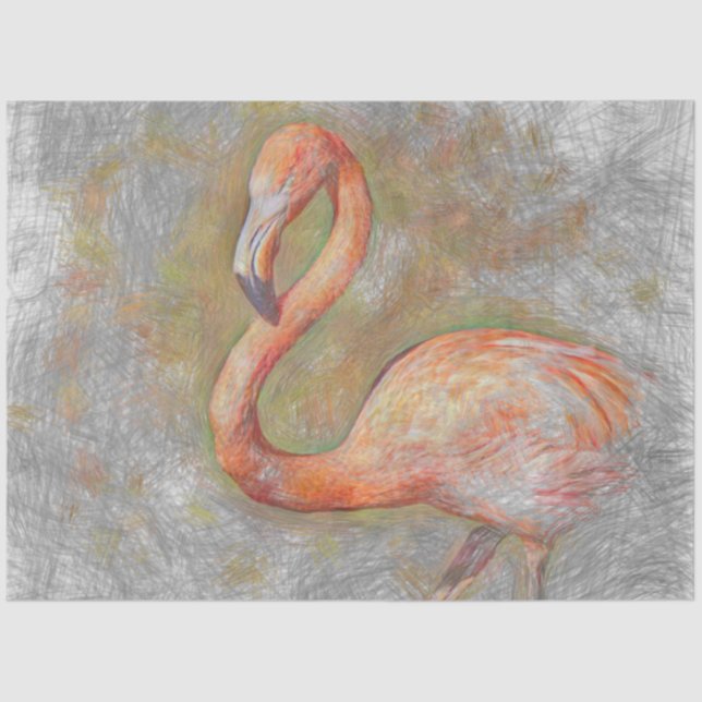Papel De Seda Flamingo de animales artísticos (Anverso)