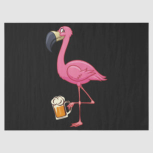 Papel De Seda Flamingo Drinking Beer - Funny Pink Flamingo