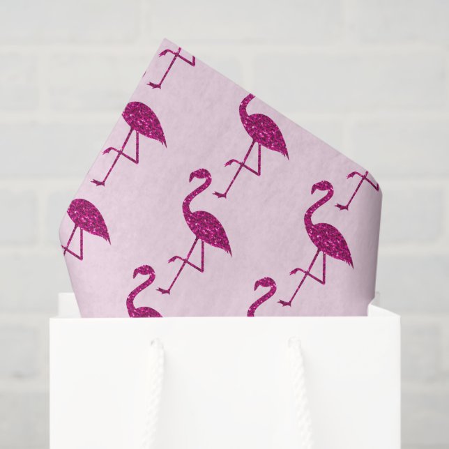 Papel De Seda Flamingo espumoso Patrón purpurina rosa (Bolsa de regalo)