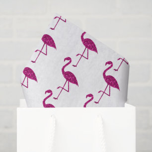 Papel De Seda Flamingo espumoso Patrón purpurina rosa blanco