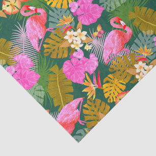 Papel De Seda Flamingo Garden Dark Green