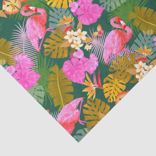 Papel De Seda Flamingo Garden Dark Green (Detalle)