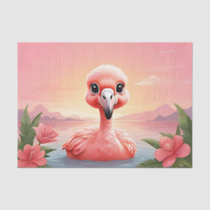 Papel De Seda Flamingo Nadando En El Agua