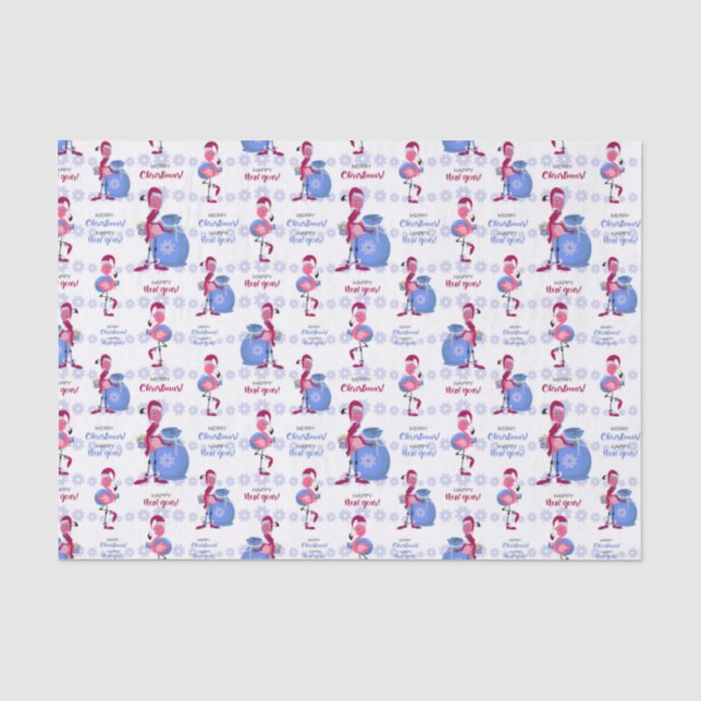 Papel De Seda Flamingo Navidad Tropical  (Anverso)