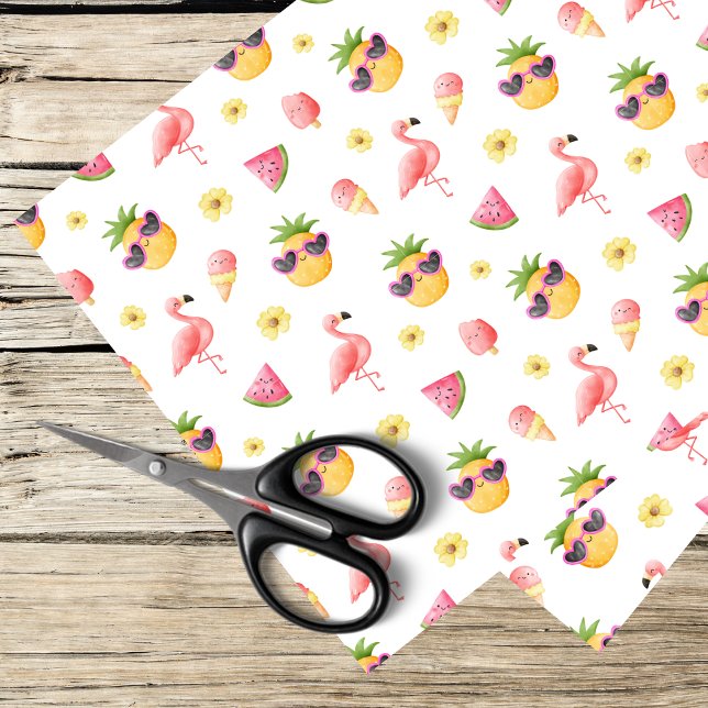 Papel De Seda flamingo, piñas, diseño de verano (Subido por el creador)