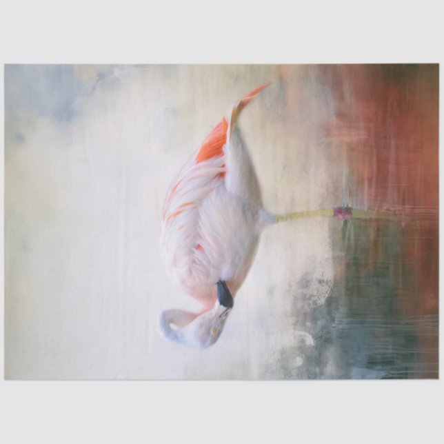 Papel De Seda Flamingo Rosa Frente A La Decoración Izquierda (Anverso)