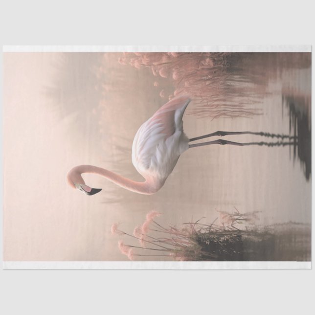 Papel De Seda Flamingo, Rosa Rosa, Lago Misty, Grasa Pampas (Anverso)
