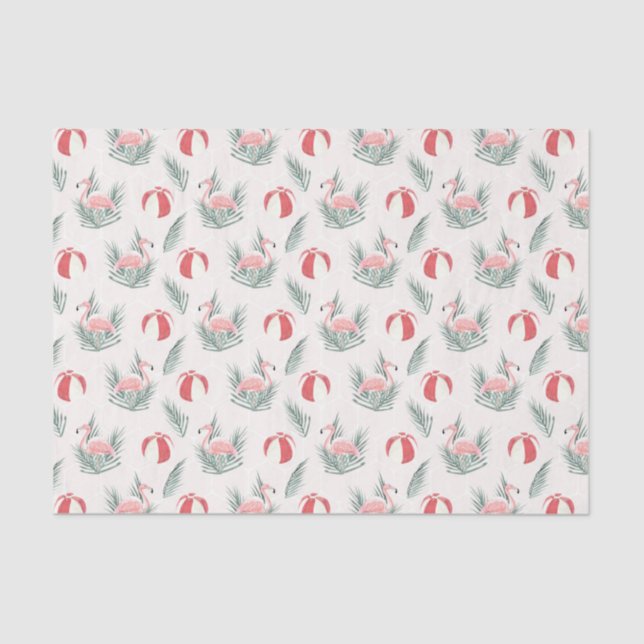 Papel De Seda Flamingos & Beach Balls (serie Design 65 Pink) (Anverso)