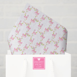 Papel De Seda Flamingos rosados acuarela y luces de Navidad