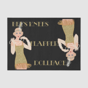 Papel De Seda Flapper Dorado Brillo Negro Retro Años 20 Rugiente