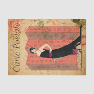 Papel De Seda Flapper vintage en francés con vestimenta negra