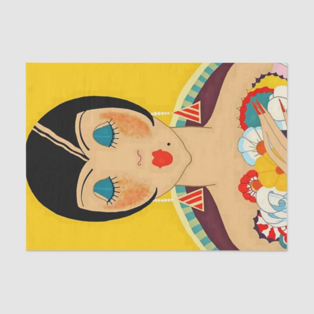 Papel De Seda "Flappers and Flowes" Art Deco de José Carlos (Anverso)