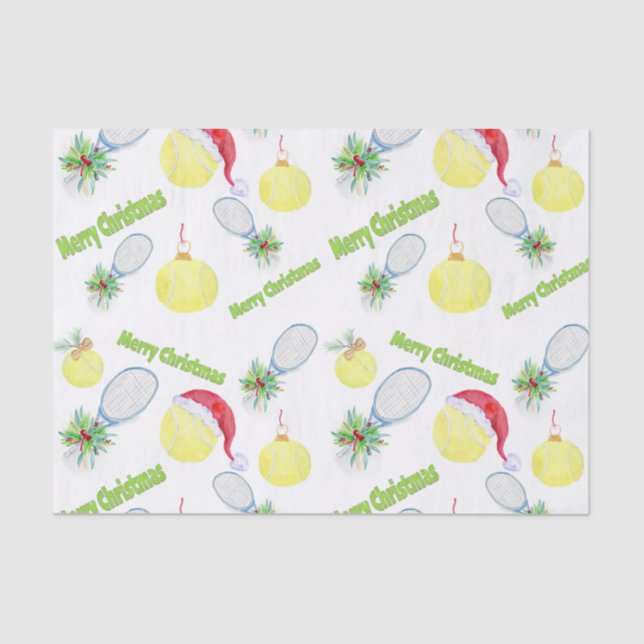 Papel De Seda Flauta de tenis y raquetas navideñas (Anverso)