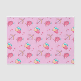 Papel De Seda Flecha de Cupido Rosa Patrón de Corazón de Amor Dí