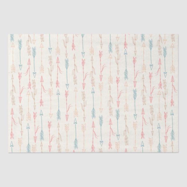 Papel De Seda Flecha Tribal Pastel Boho Género Neutral (Anverso)