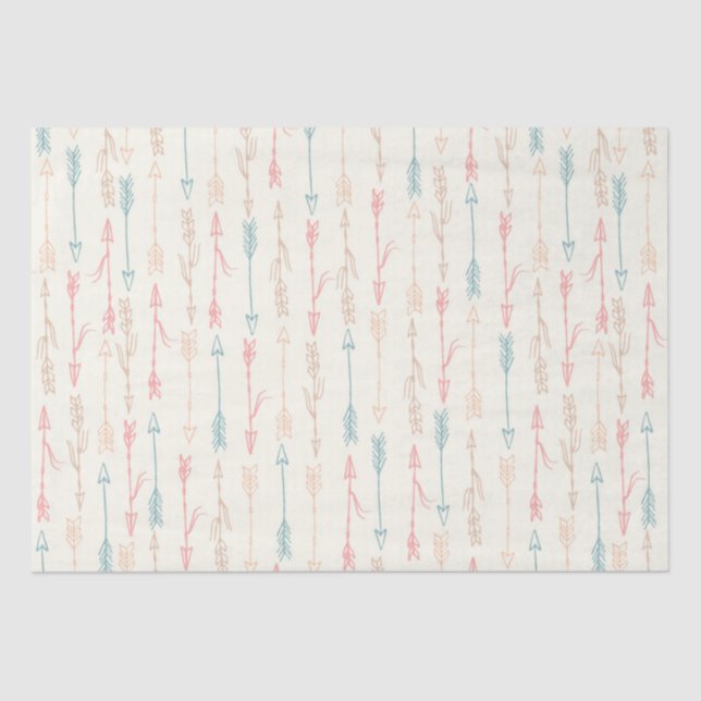 Papel De Seda Flecha Tribal Pastel Boho Género Neutral (Anverso)