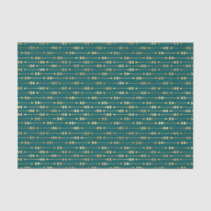 Papel De Seda Flechas de azul verdoso y dorado