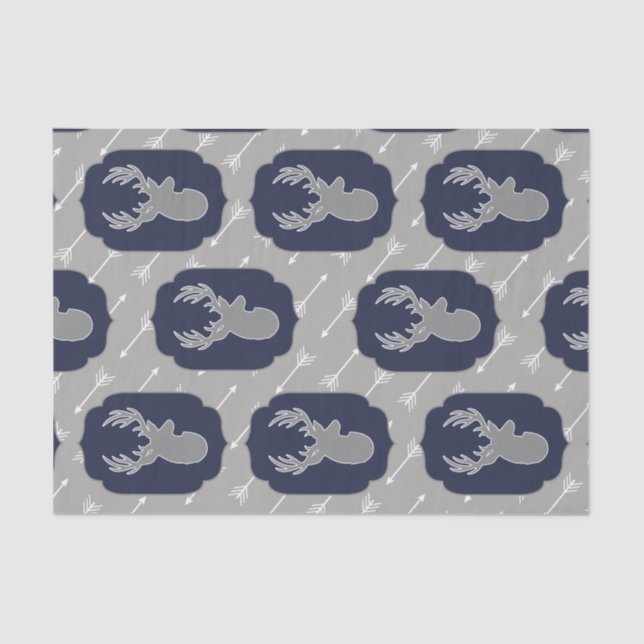 Papel De Seda Flechas de ciervo gris y blanco rusticas modernas (Anverso)