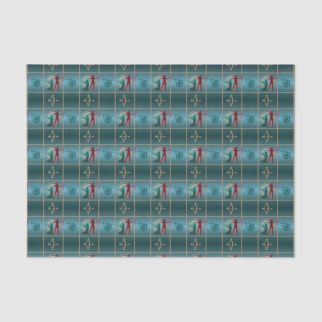 Papel De Seda Flechas y arcos de arco - Patrón verde (Anverso)