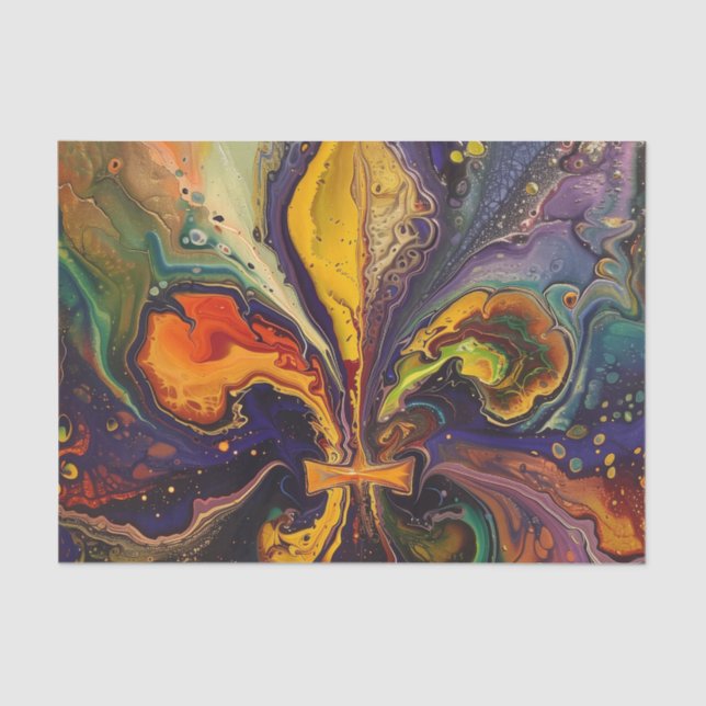 Papel De Seda Fleur de Lis Colorful Mardi Gras (Anverso)