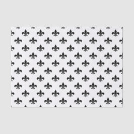 Papel De Seda Fleur-de-lis negra sobre blanco
