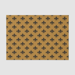Papel De Seda Fleur-de-lis negra sobre dorado mate