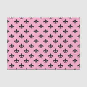 Papel De Seda Fleur-de-lis negra sobre rosa clavel