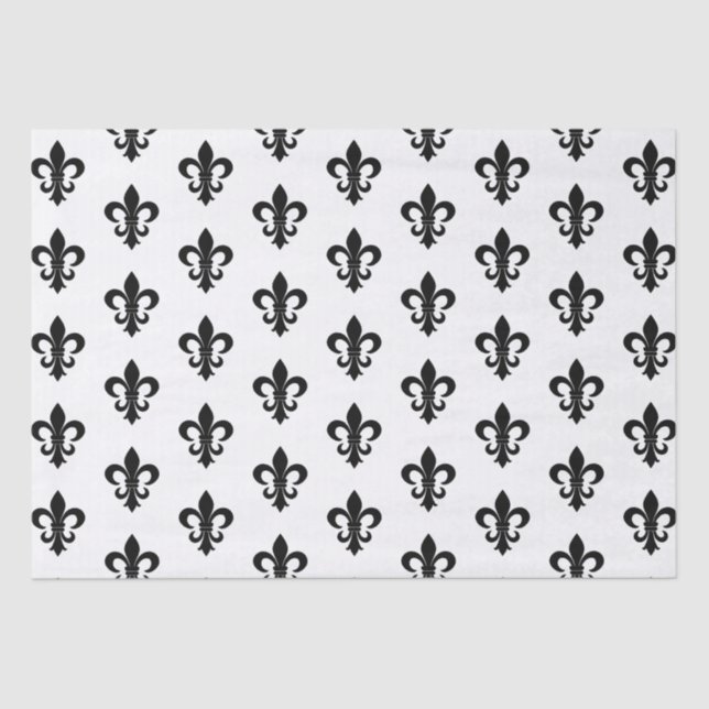 Papel De Seda Fleur de Lis Paris francés parisino blanco y negro (Anverso)