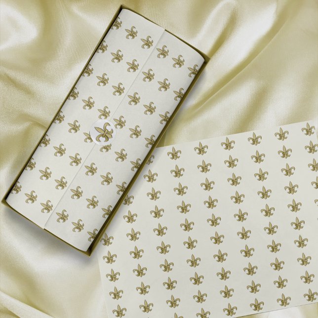 Papel De Seda Fleur DeLis de oro falso en marfil (Subido por el creador)