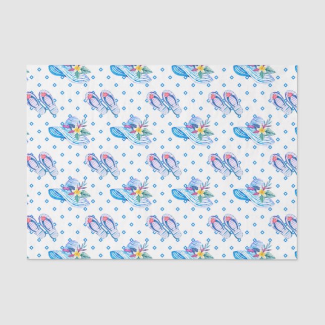 Papel De Seda Flip Flops azules y gorra solar (Anverso)