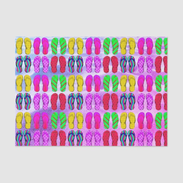 Papel De Seda Flip Flops on the Sand Tissue Paper (Anverso)