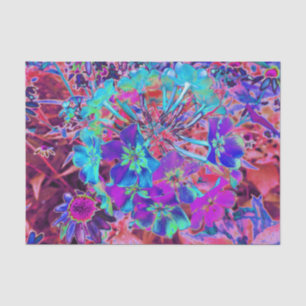Papel De Seda Flor abstracta morada y azul florecida