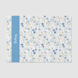 Papel De Seda Flor azul acuática