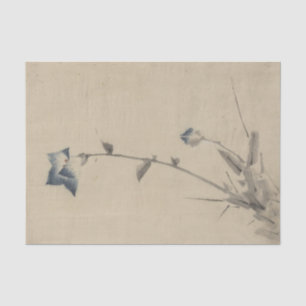 Papel De Seda Flor azul en flor y capullo al final de un tallo