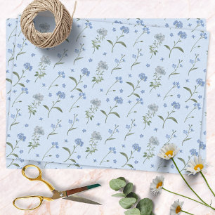 Papel De Seda Flor Azul Olvidame Floral Acuarela