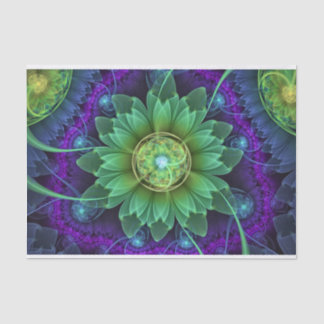 Papel De Seda Flor azul y verde de Pandorrea Lotus Fractal