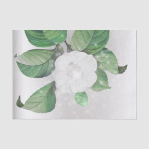 Papel De Seda Flor blanca verde Flor gris brillante flor platead